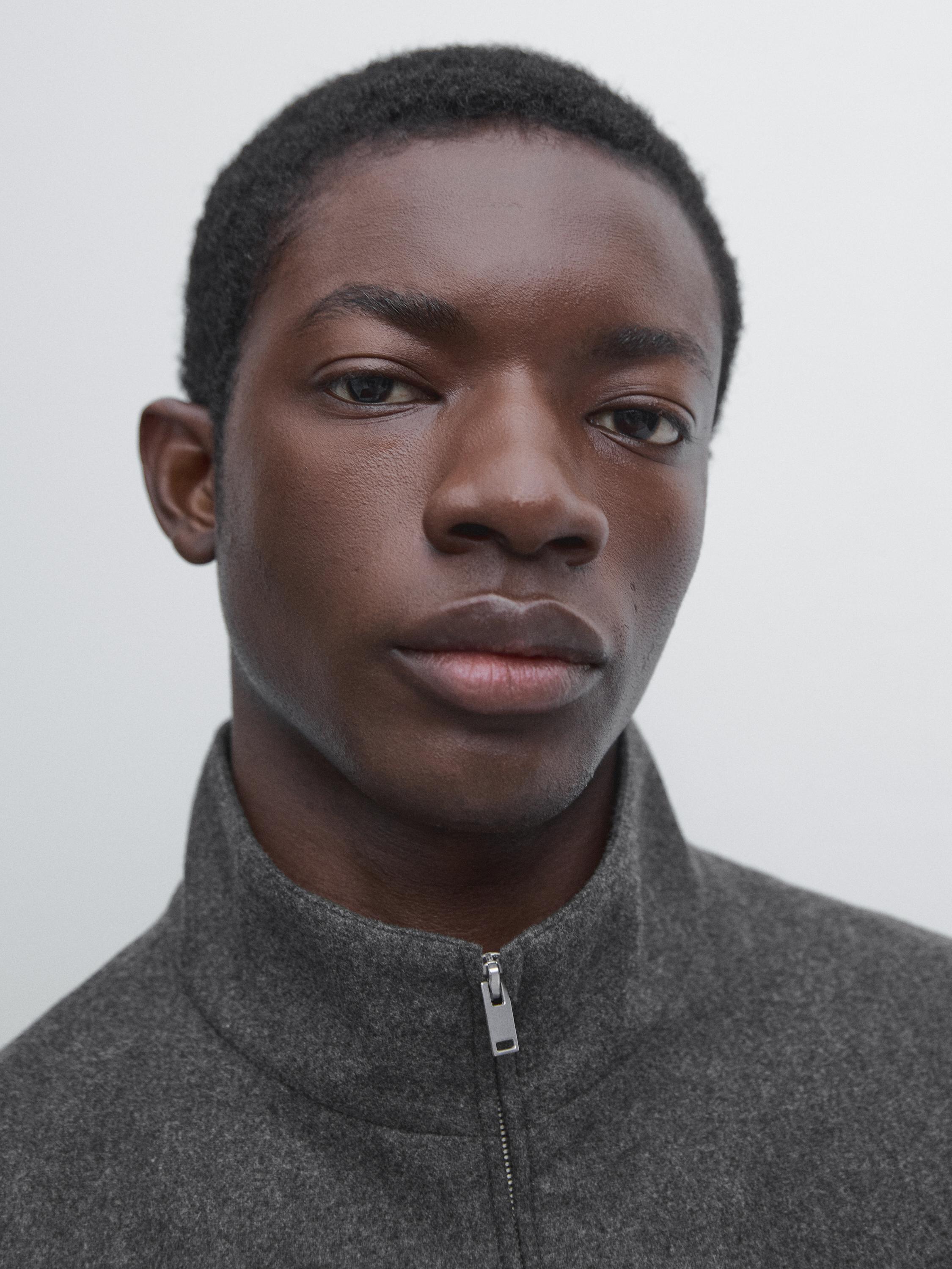 Wool blend bomber jacket